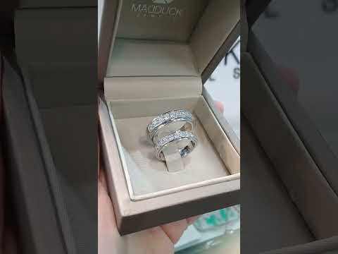 Cubiz Zirconia Sterling Silver 925 couple Rings with Rhodium plated / RG1942-RG1943