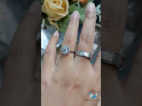 Madduckjewels แหวนเงินแท้ เพชร CZ ชุบโรเดียม RG1718WGR-RG1623