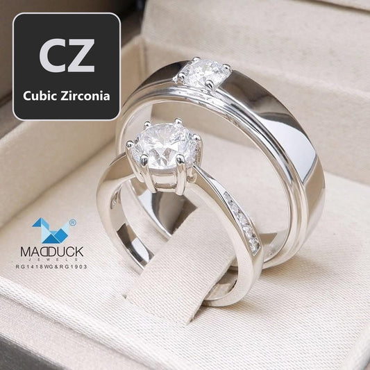 Couple ring set – CZ in 925 silver by Madduck Jewels