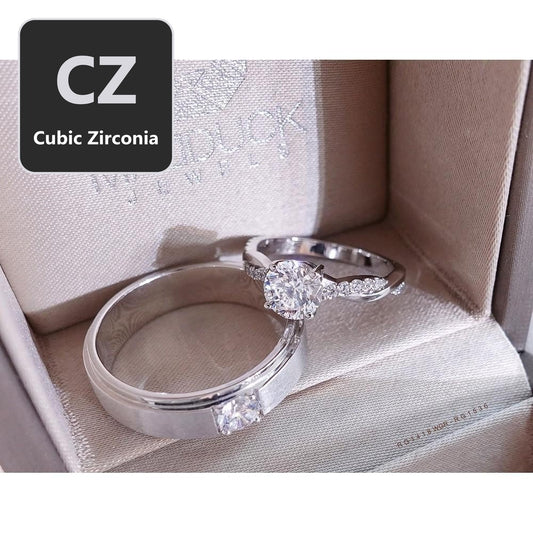 Couple ring set – CZ in 925 silver by Madduck Jewels