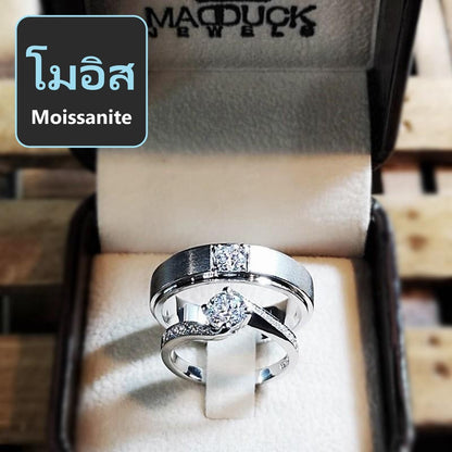 Couple ring set – Moissanite in 925 silver by Madduck Jewels