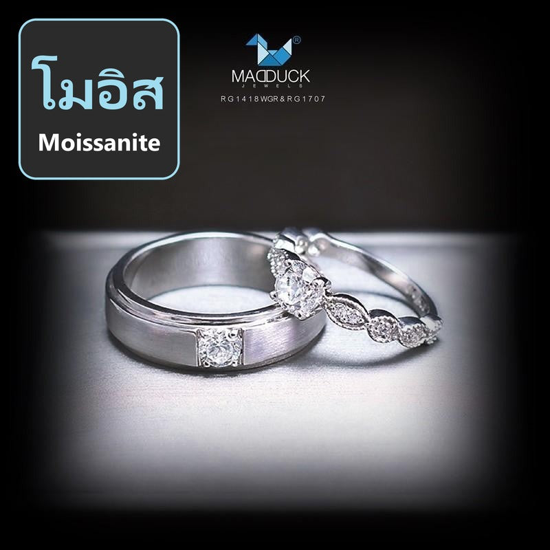 Couple ring set – Moissanite in 925 silver by Madduck Jewels