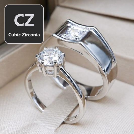 Couple ring set – CZ in 925 silver by Madduck Jewels