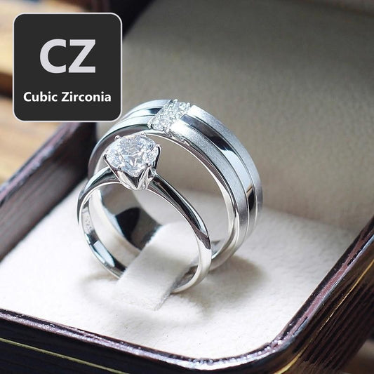 Couple ring set – CZ in 925 silver by Madduck Jewels