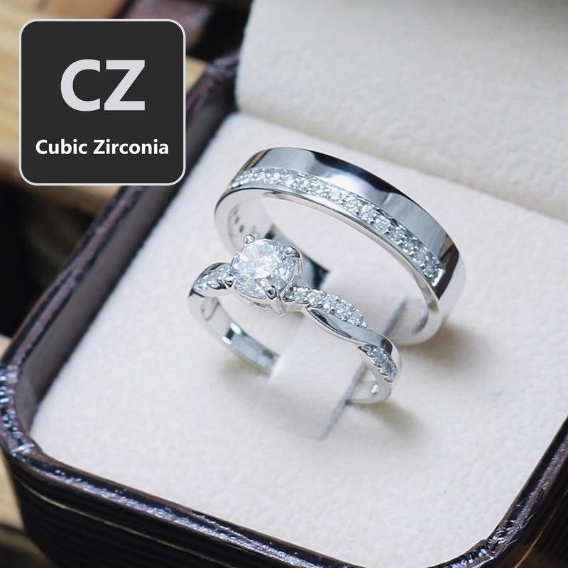Couple ring set – CZ in 925 silver by Madduck Jewels