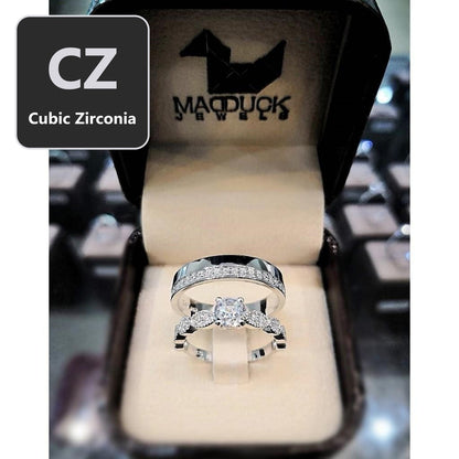 Couple ring set – CZ in 925 silver by Madduck Jewels