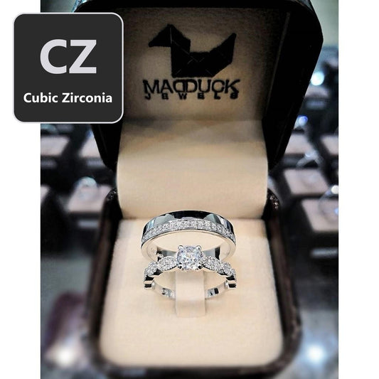 Couple ring set – CZ in 925 silver by Madduck Jewels