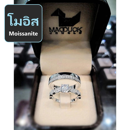 Couple ring set – Moissanite in 925 silver by Madduck Jewels