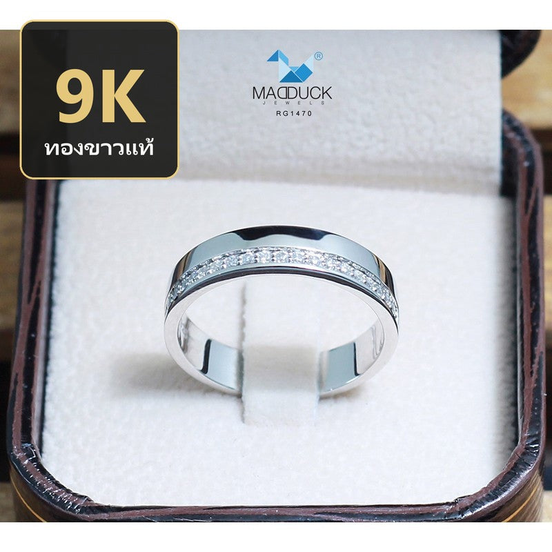 Unisex / male / female ring – CZ in 9K white gold by Madduck Jewels