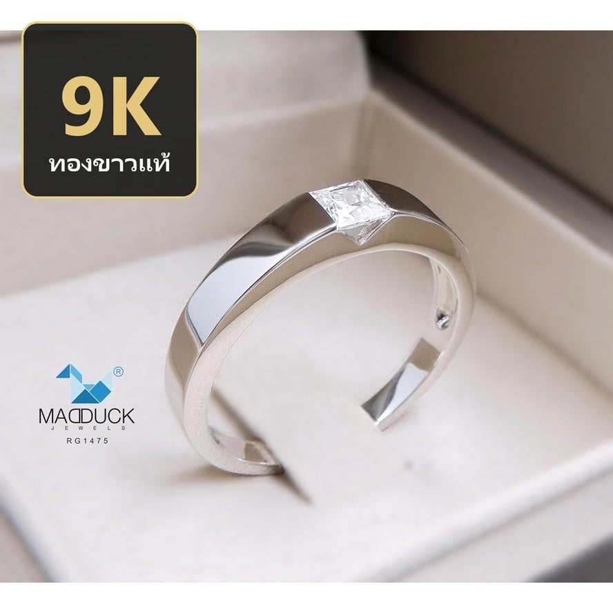 Unisex / male / female ring – CZ in 9K white gold by Madduck Jewels