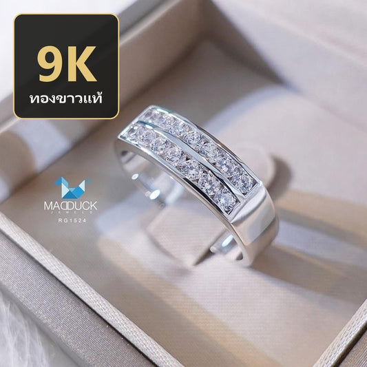 Unisex / male / female ring – CZ in 9K white gold by Madduck Jewels