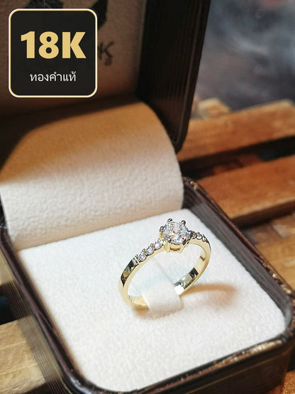 Madduckjewels แหวนทองคำแท้ 18K (ทอง 75%) CZ / โมอิส (Moissanite) / เพชร Lab Grown แหวนแต่งงาน แหวนหมั้น RG1530-Y18