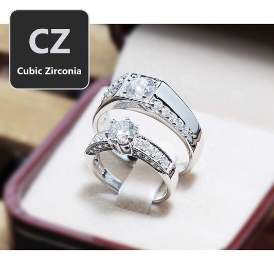 Couple ring set – CZ in 925 silver by Madduck Jewels