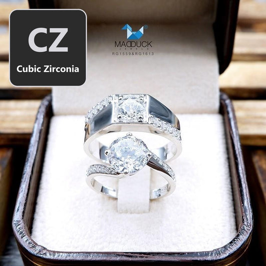Couple ring set – CZ in 925 silver by Madduck Jewels