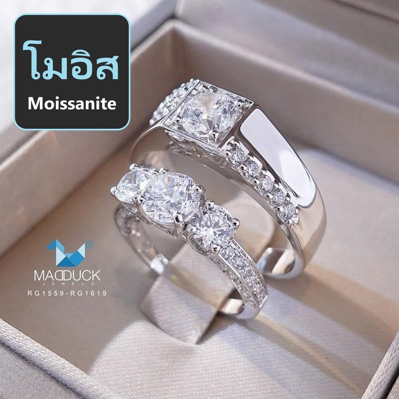 Couple ring set – Moissanite in 925 silver by Madduck Jewels