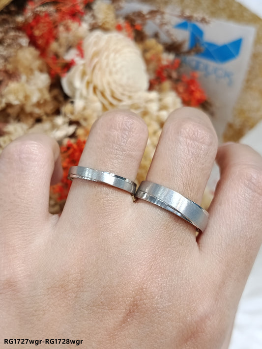 Madduckjewels RG1728WGR-RG1727WGR แหวนเงินแท้ 925 ชุบโรเดียม แหวนคู่ แหวนเกลี้ยง แหวนแต่งงาน แหวนคู่รัก