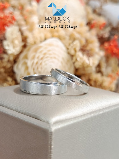 Cubiz Zirconia Sterling Silver 925 couple Rings with Rhodium plated / RG1728WGR-RG1727WGR