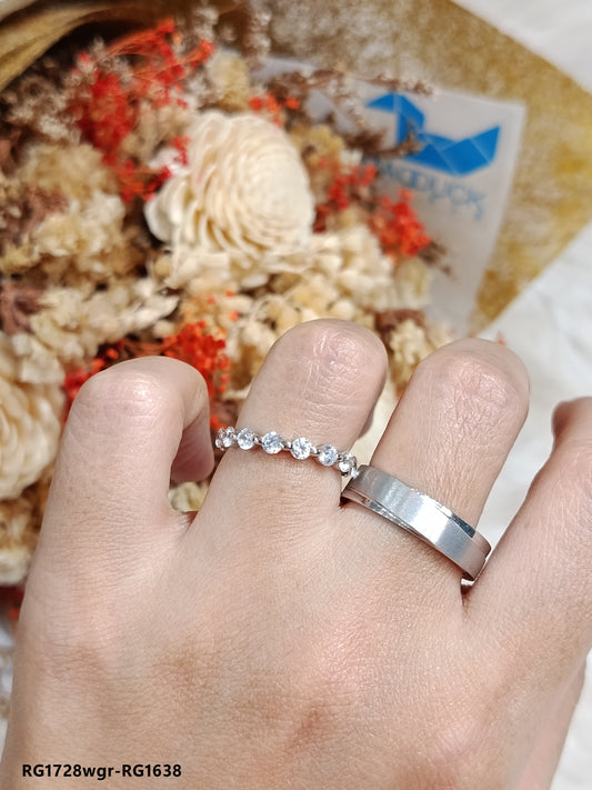 Moissanite Couple Ring Set – MadDuckJewels Sterling Silver 925 – His & Hers Engagement & Wedding Rings – Rhodium Plated, Nickel-Free – RG1728WGR-RG1638