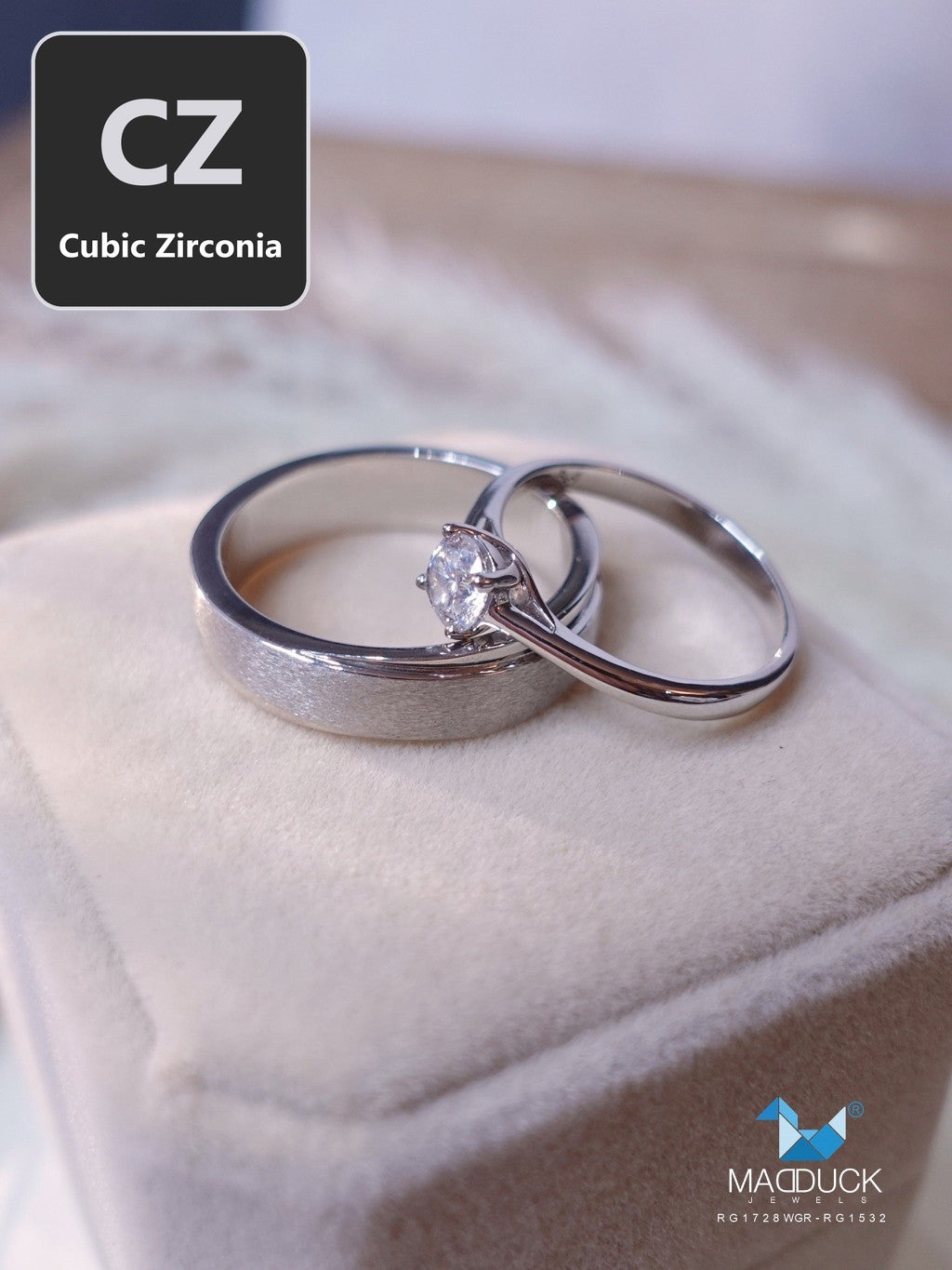 Couple ring set – CZ in 925 silver by Madduck Jewels