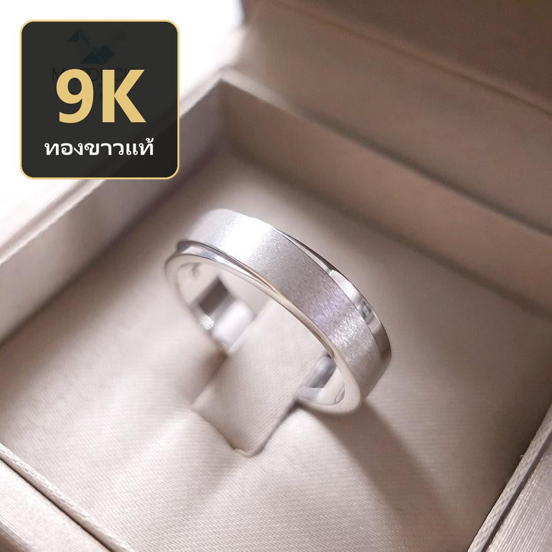 Madduckjewels แหวนทองขาวแท้ 9K (37.5%) แหวนเกลี้ยง หน้า 5.5 มม. ชุบโรเดียม แหวนแต่งงาน แหวนหมั้น RG1728WGR-W09