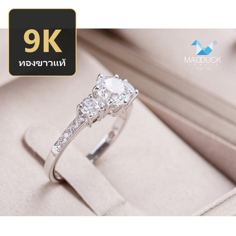 Women's ring – CZ in 9K white gold by Madduck Jewels