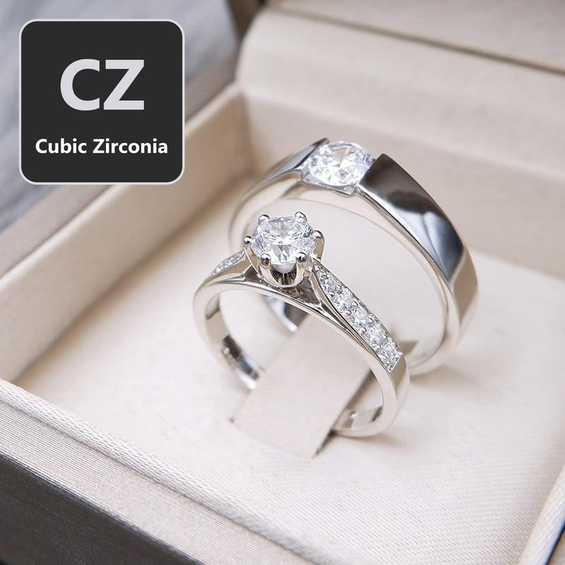 Couple ring set – CZ in 925 silver by Madduck Jewels