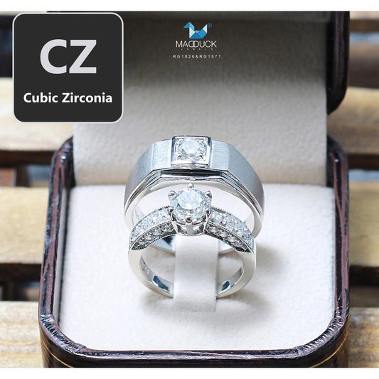 Couple ring set – CZ in 925 silver by Madduck Jewels
