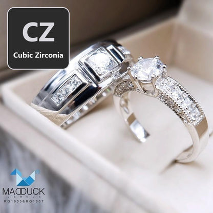 Couple ring set – CZ in 925 silver by Madduck Jewels