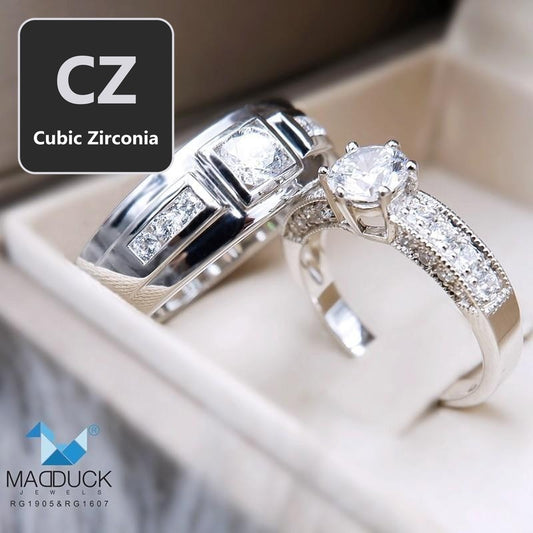 Couple ring set – CZ in 925 silver by Madduck Jewels