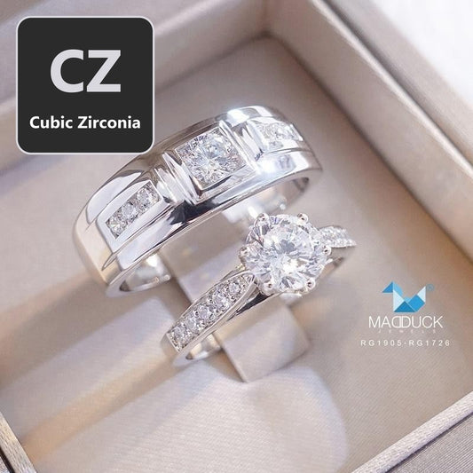 Couple ring set – CZ in 925 silver by Madduck Jewels