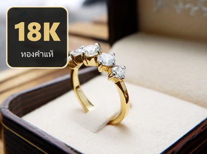 MadDuckJewels 18K Yellow Gold (75%) Engagement & Wedding Ring – CZ / Moissanite / Lab-Grown Diamond – Nickel-Free – RG1907-Y18