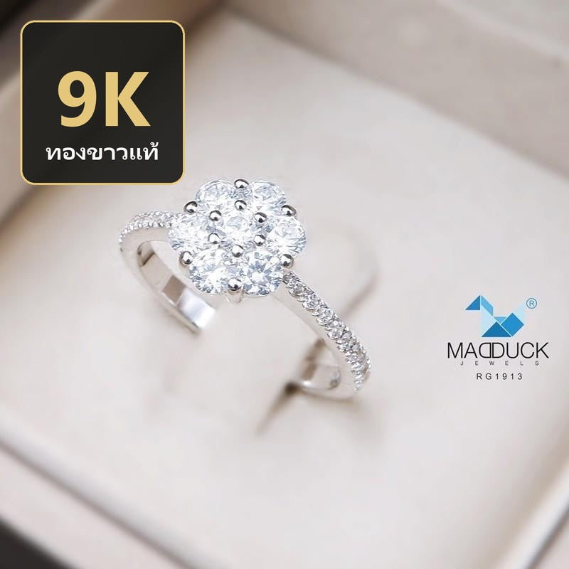 Women's ring – CZ in 9K white gold by Madduck Jewels