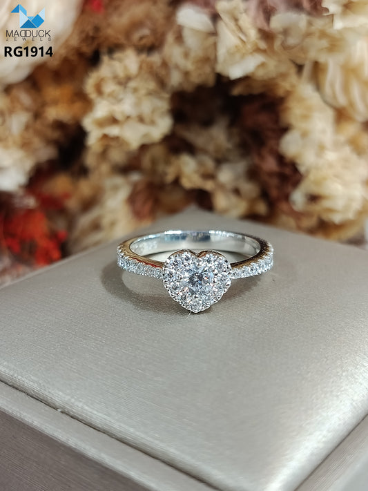 Madduckjewels | CZ Cushion Halo Ring | 925 Sterling Silver Rhodium-plated | RG1914