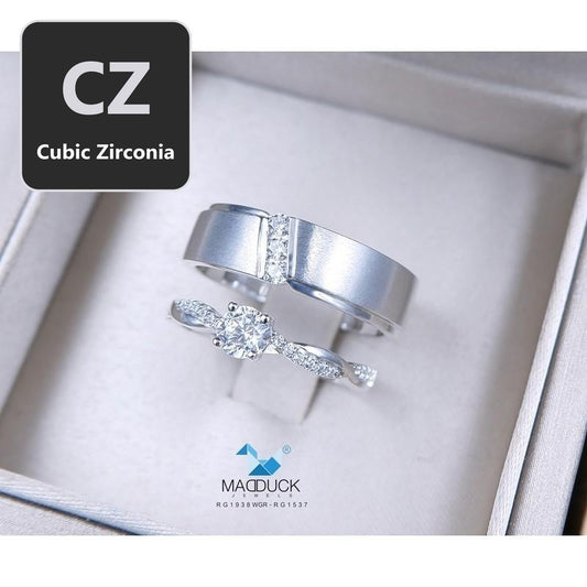 Couple ring set – CZ in 925 silver by Madduck Jewels