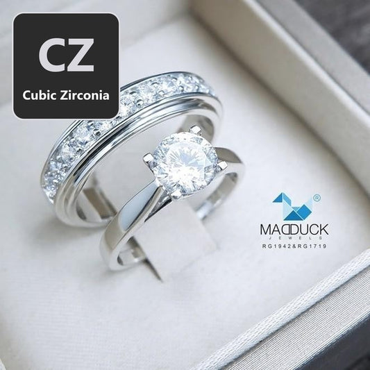 Couple ring set – CZ in 925 silver by Madduck Jewels