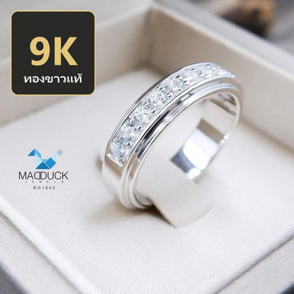 Unisex / male / female ring – CZ in 9K white gold by Madduck Jewels