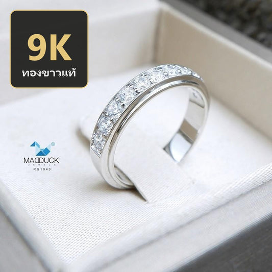 Unisex / male / female ring – CZ in 9K white gold by Madduck Jewels