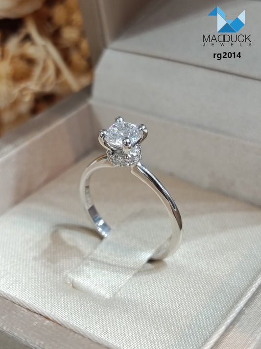 MadDuckJewels Sterling Silver 925 Engagement & Wedding Ring – CZ / Moissanite / Lab-Grown Diamond – Rhodium Plated, Nickel-Free – RG1505