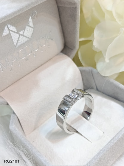 Cubiz Zirconia Sterling Silver 925 couple Rings with Rhodium plated / RG2101-RG1735