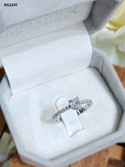 Madduckjewels RG2201 แหวนเงินแท้ 925 CZ / โมอิส (Moissanite) / เพชรแลป Lab Grown ชุบโรเดียม แหวนแต่งงาน แหวนหมั้น