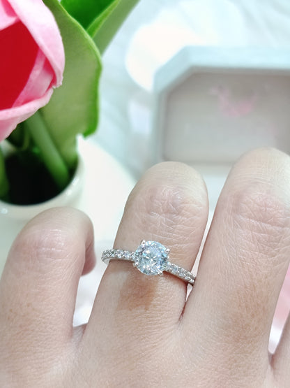 1.00 Cts Cubic Zirconia / Sterling Silver 925 Ring / Rhodium plated Nickel-Free / MadDuckJewels RG2203