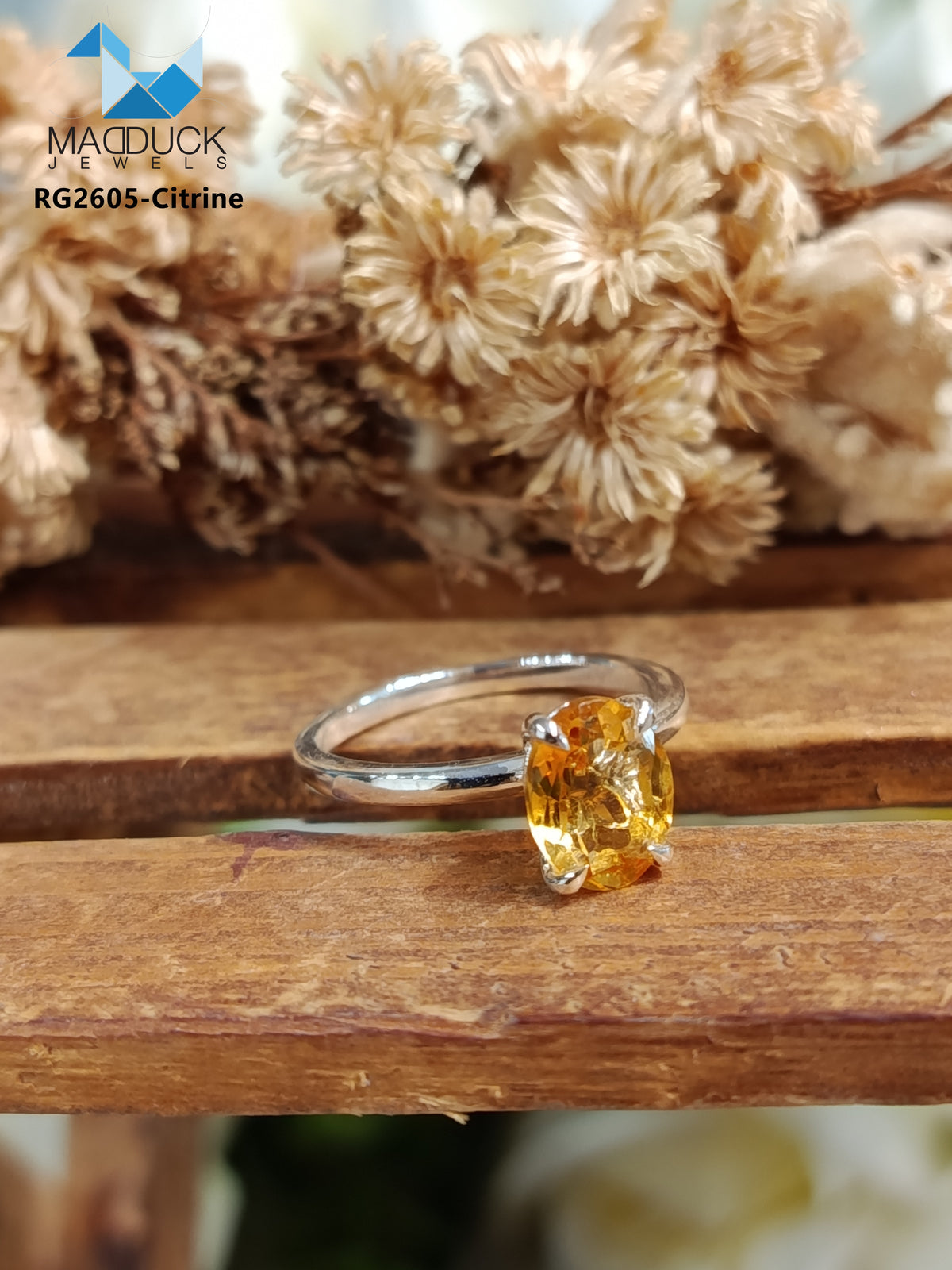 Madduckjewels | Natural Amethyst Ring | Oval 5x4 Cathedral Solitaire | 925 Sterling Silver Rhodium-plated | RG2604-am