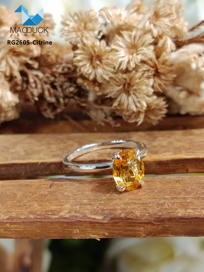Madduckjewels | Natural Amethyst Ring | Oval 5x4 Cathedral Solitaire | 925 Sterling Silver Rhodium-plated | RG2604-am