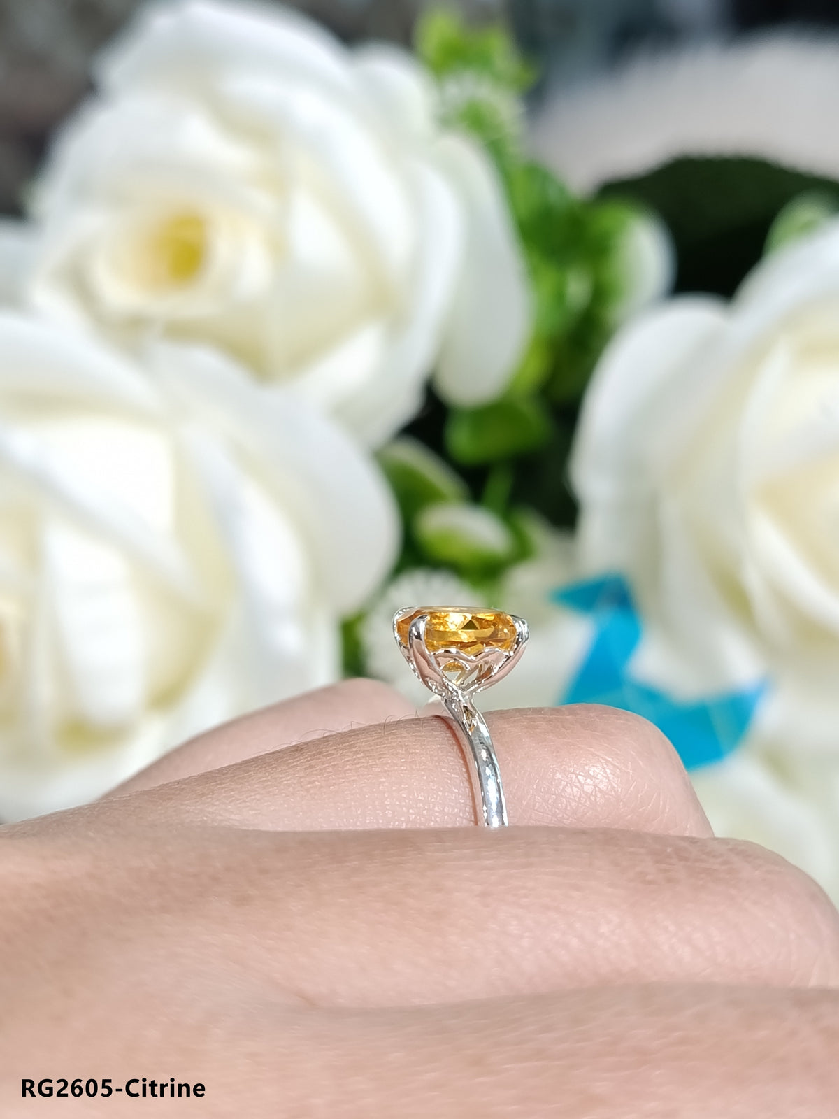 Madduckjewels | Natural Amethyst Ring | Oval 5x4 Cathedral Solitaire | 925 Sterling Silver Rhodium-plated | RG2604-am