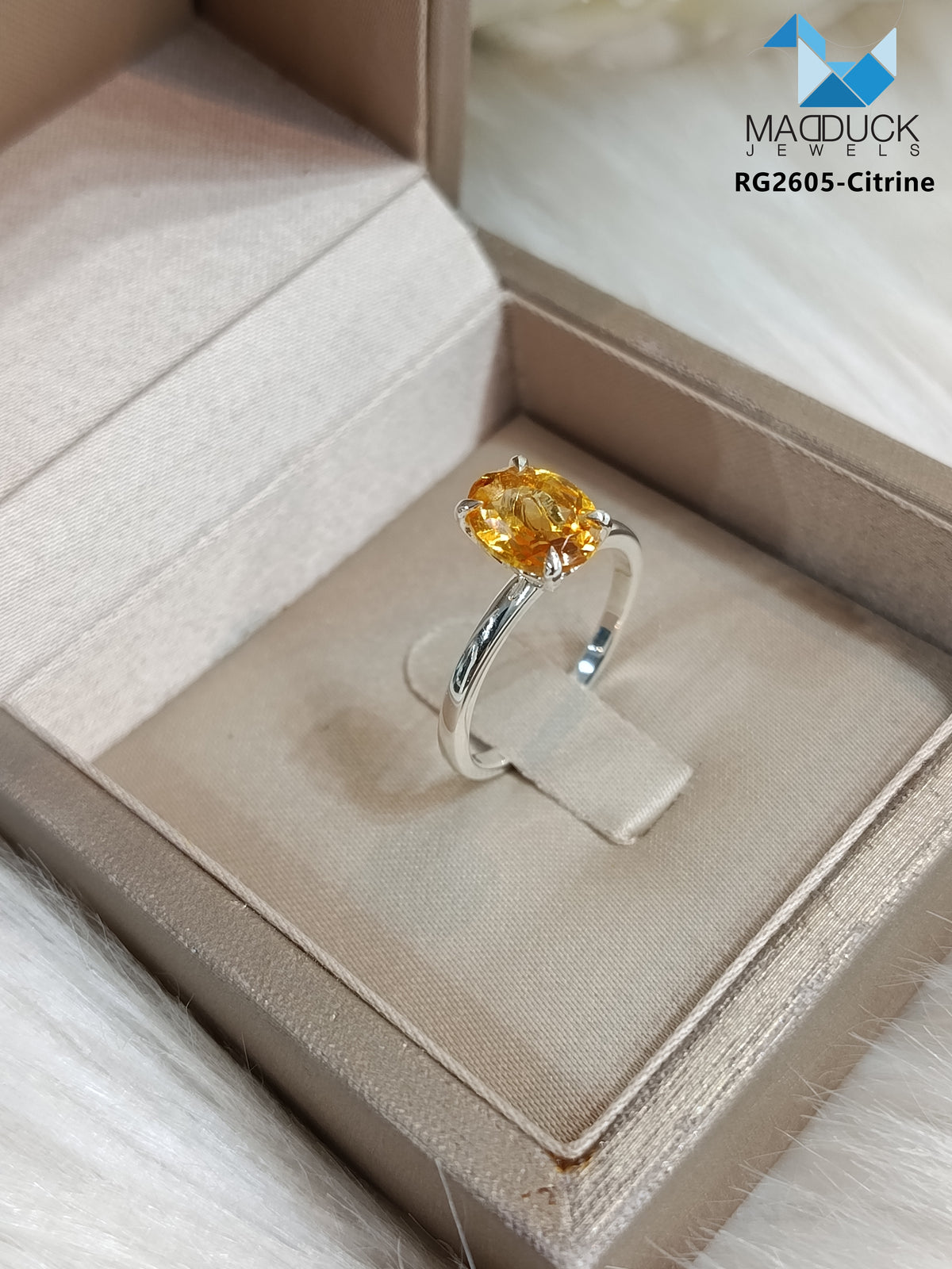 Madduckjewels | Natural Amethyst Ring | Oval 5x4 Cathedral Solitaire | 925 Sterling Silver Rhodium-plated | RG2604-am