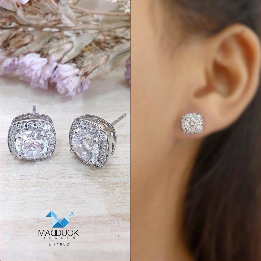 Elegant CZ Circle Stud Earrings in 925 Silver – Halo Style