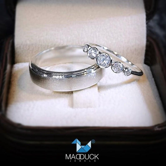 Couple ring set – CZ in 925 silver by Madduck Jewels