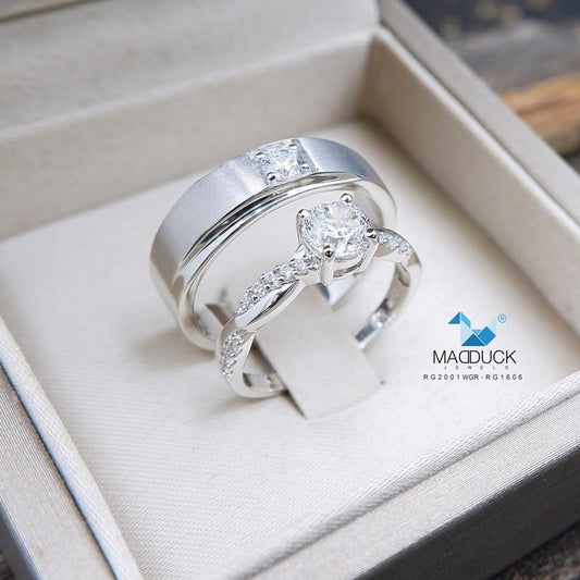 Couple ring set – CZ in 925 silver by Madduck Jewels