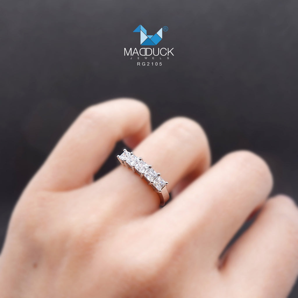 Madduckjewels RG2105 แหวนเงินแท้ 925 CZ / โมอิส (Moissanite) / เพชรแลป (Lab Grown) ชุบโรเดียม แหวนแต่งงาน แหวนหมั้น