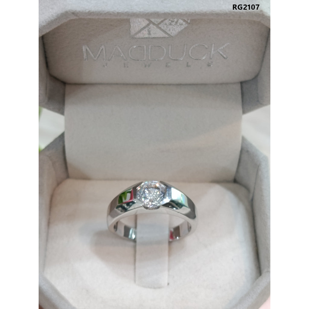 Madduckjewels RG2107 แหวนเงินแท้ 925 CZ / โมอิส (Moissanite) / เพชรแลป (Lab Grown) ชุบโรเดียม แหวนแต่งงาน แหวนหมั้น